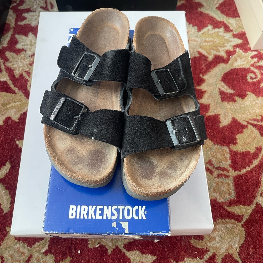 Birkenstock Kids Black Suede Sandals